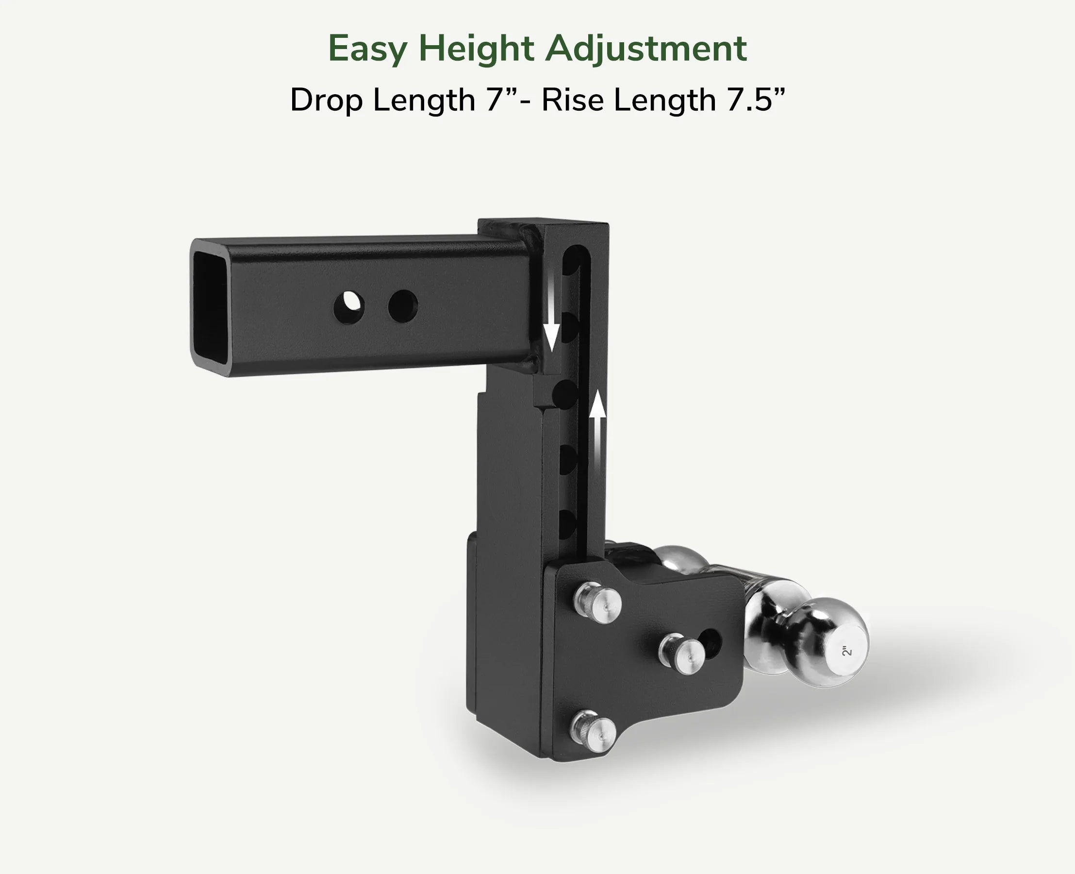 GEARTRIBE TOWMASTER TRAILER HITCH BALL MOUNT FITS 2.5” RECEIVER, 7” DROP