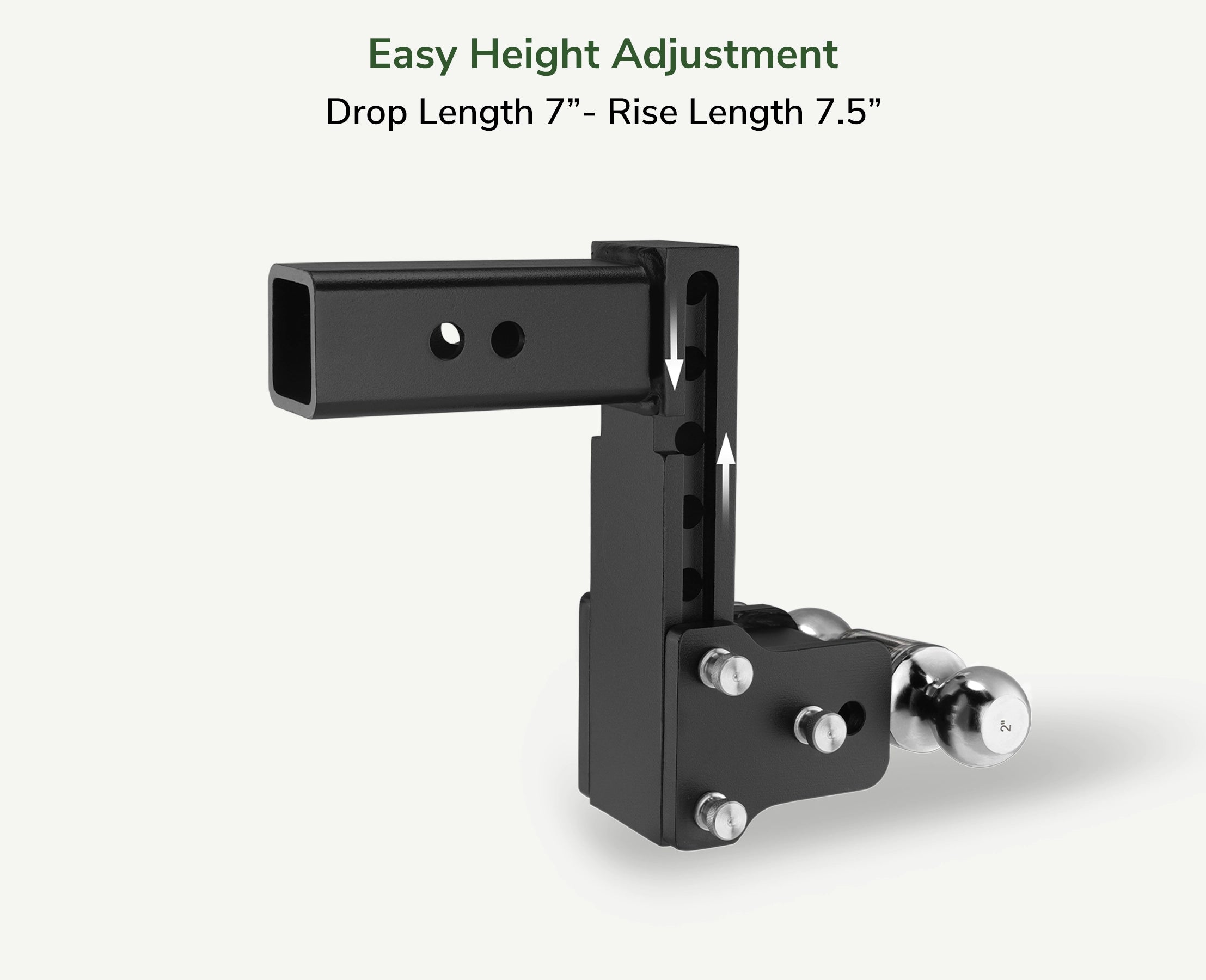 Geartribe Towmaster Trailer Hitch Ball Mount Fits 2” Receiver, 5” Drop